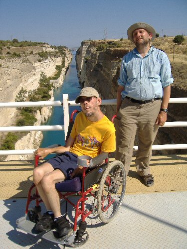 My best mate Ian and I at The Corinth Canal in Greece.